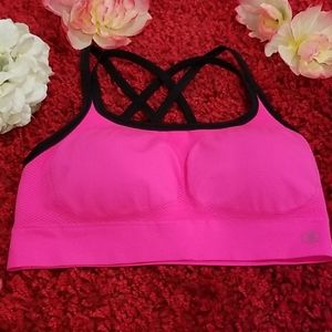NWOT Champion Hot Pink and Black Sports Bra Sz M
